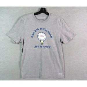 Life Is Good Mens Shirt Small Gray Golf Tee‎ Grandpa Dad Casual Classic Mulligan